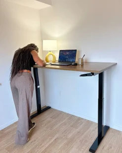 Best Biurko regulowane manualnie DESTINES Brązowy/ czarny 72 cm Wszystkie Biurka|Biurka Z Regulacją Wysokości