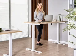 Biurko regulowane manualnie DESTINES Jasny brąz/ biały 72 cm Wszystkie Biurka|Biurka Z Regulacją Wysokości