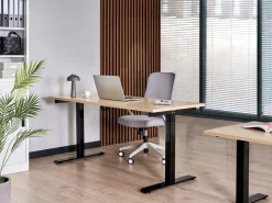 Clearance Biurko regulowane manualnie DESTINES Czarny/ jasny brąz 72 cm Wszystkie Biurka|Biurka Z Regulacją Wysokości