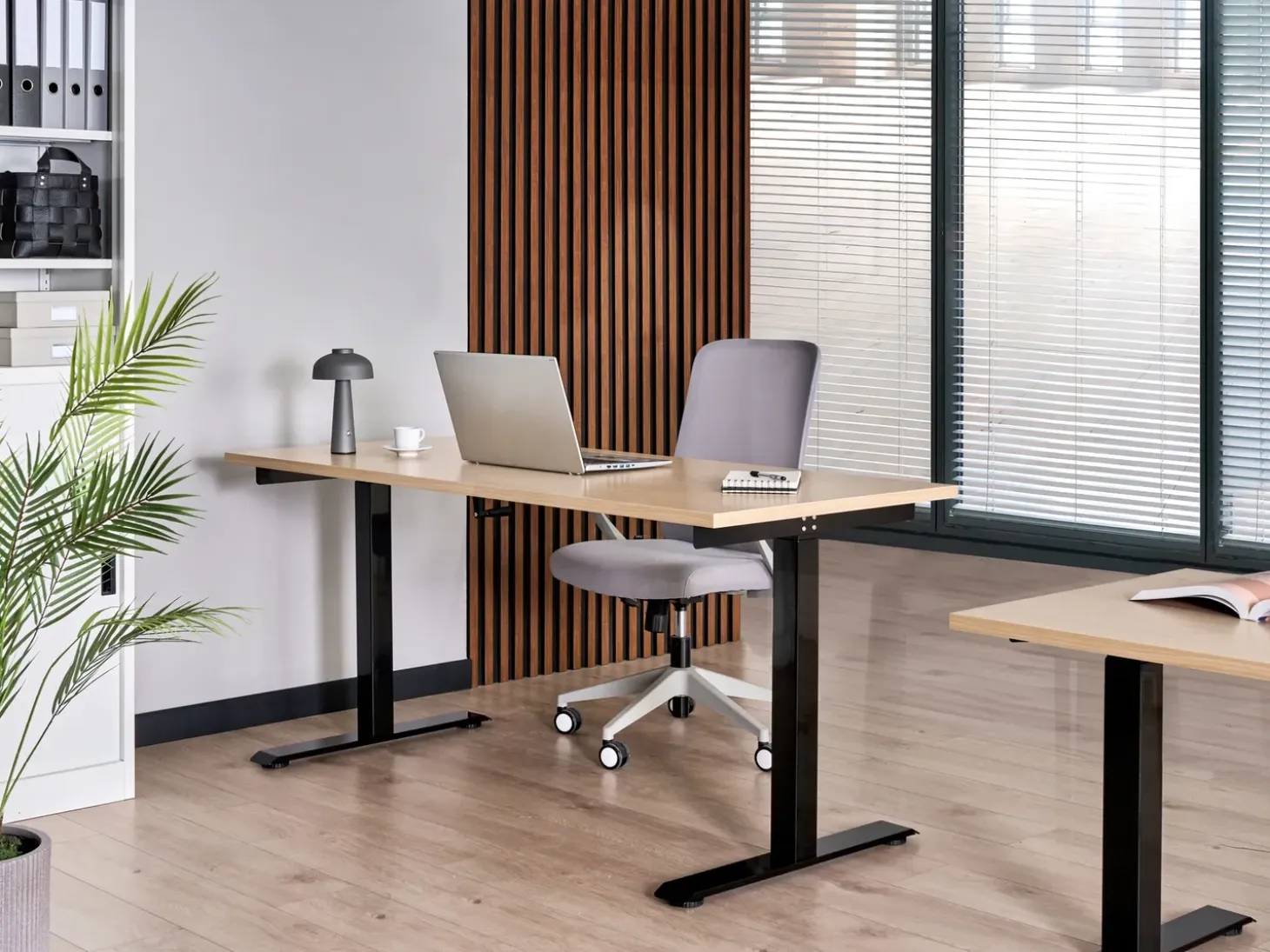 Clearance Biurko regulowane manualnie DESTINES Czarny/ jasny brąz 72 cm Wszystkie Biurka|Biurka Z Regulacją Wysokości