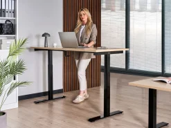 Clearance Biurko regulowane manualnie DESTINES Czarny/ jasny brąz 72 cm Wszystkie Biurka|Biurka Z Regulacją Wysokości