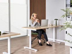 Clearance Biurko regulowane manualnie DESTINAS Jasny brąz/ biały 72 cm Wszystkie Biurka|Biurka Z Regulacją Wysokości