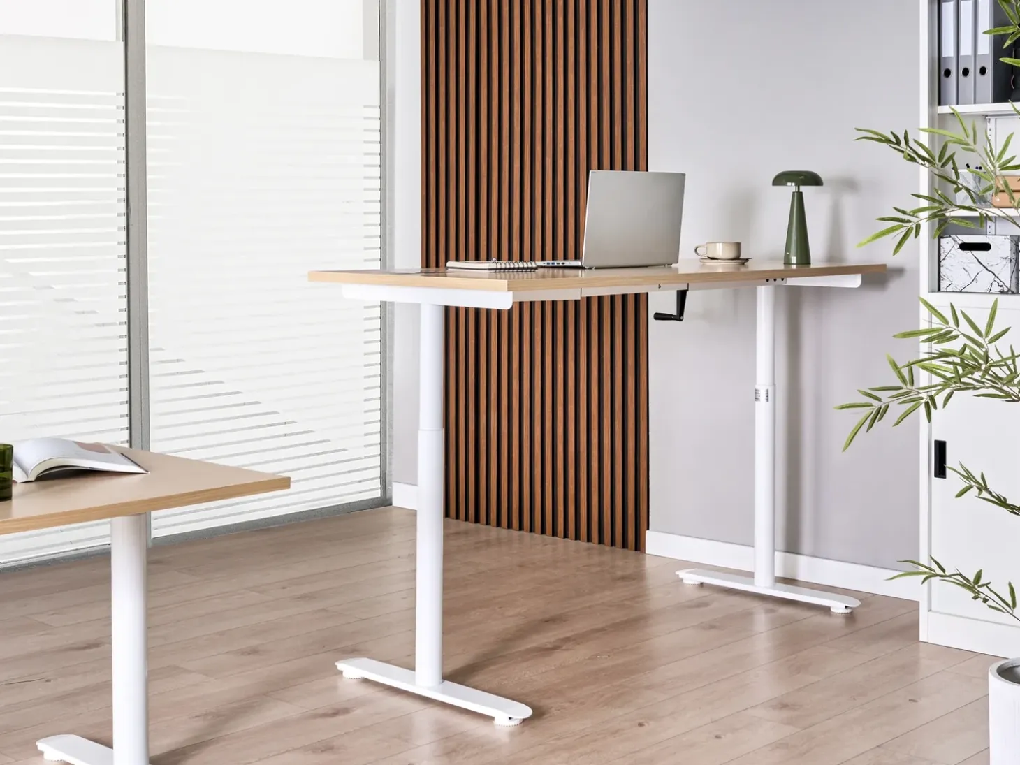 Clearance Biurko regulowane manualnie DESTINAS Jasny brąz/ biały 72 cm Wszystkie Biurka|Biurka Z Regulacją Wysokości