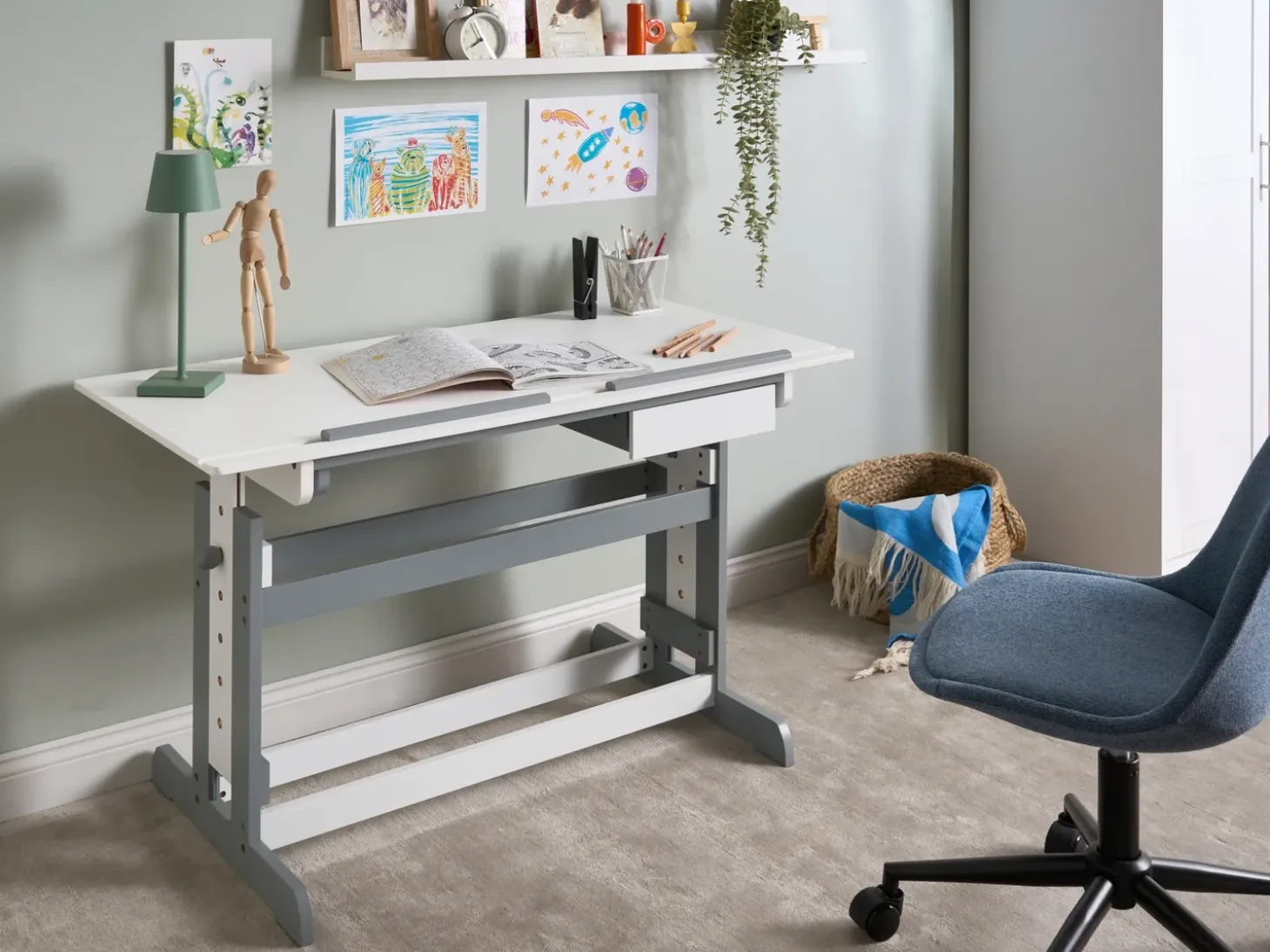 Clearance Biurko regulowane manualnie NANNUP Biały 110 cm 53 cm Wszystkie Biurka|Biurka Z Regulacją Wysokości