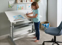 Clearance Biurko regulowane manualnie NANNUP Biały 110 cm 53 cm Wszystkie Biurka|Biurka Z Regulacją Wysokości