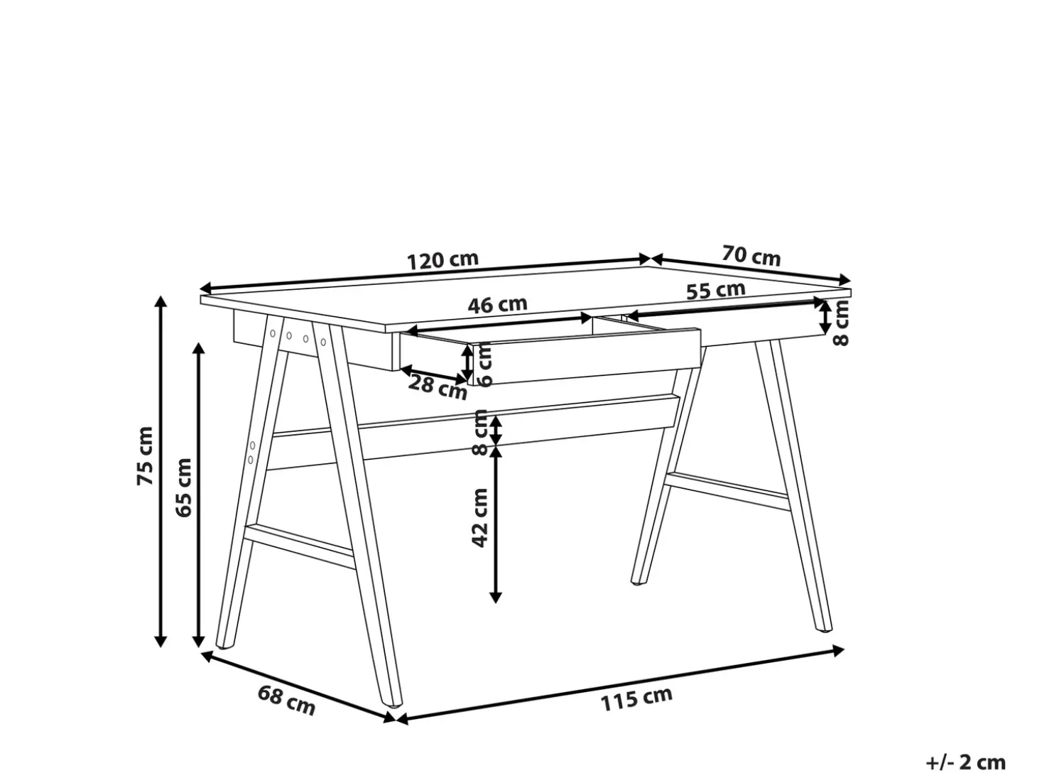 Discount Biurko SHESLAY Ciemno 120 cm 70 cm z szufladami Dzieci Wszystkie Biurka|Biurka Domowe