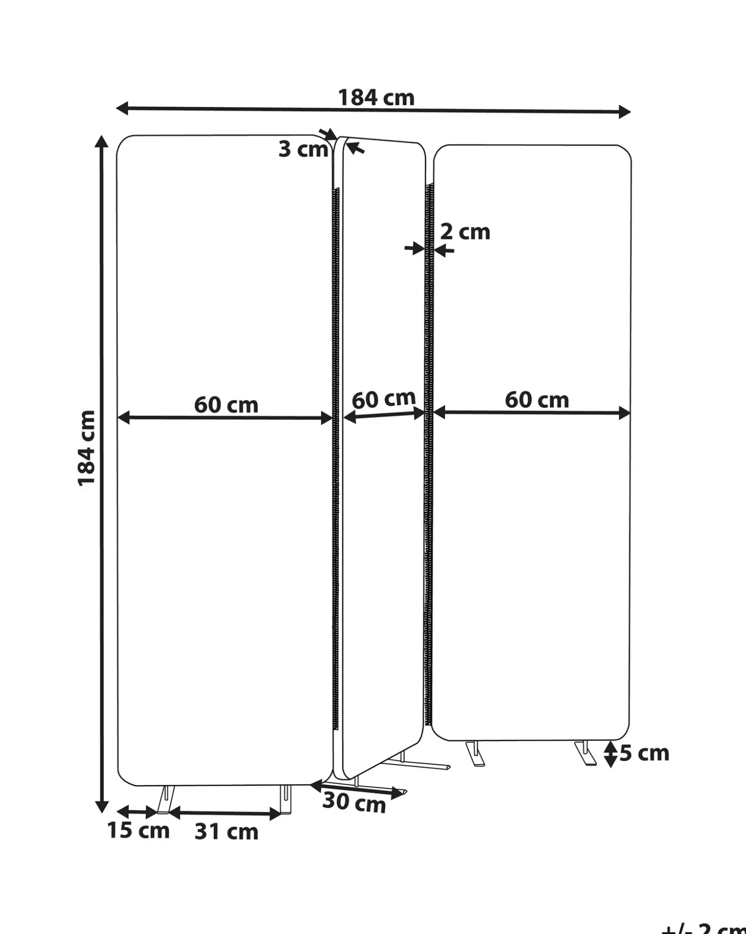 Clearance Ścianka działowa STANDI 184 x 184 cm Ścianki Biurowe I Przegrody