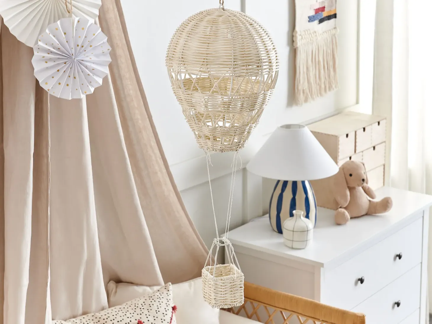 Dekoracja ścienna Balon BEMBA Rattan 60 cm Naturalny