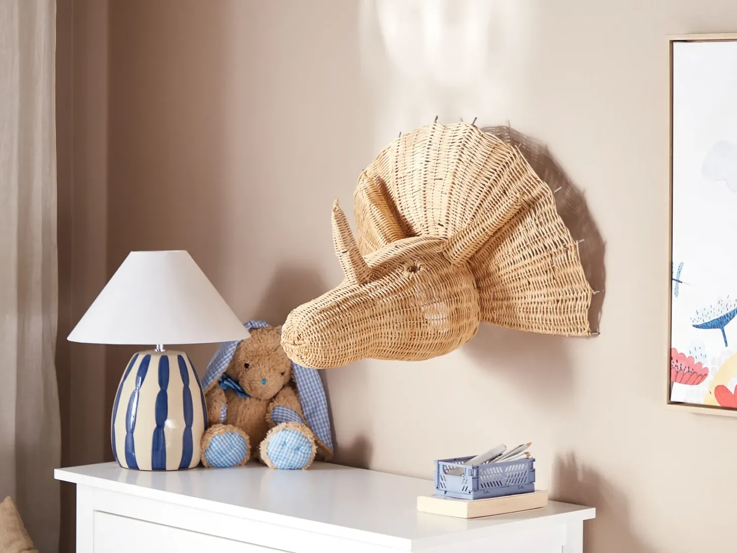 Dekoracja ścienna Dinozaur BIOKO Rattan 44 cm Naturalny