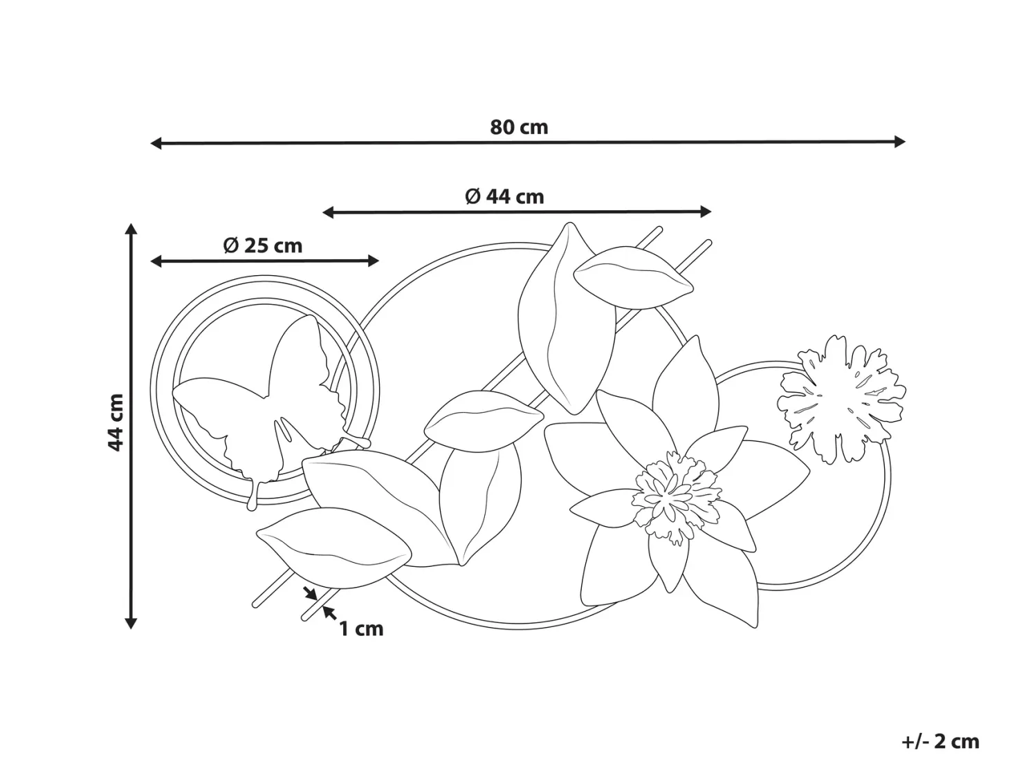 Dekoracja ścienna Kwiat THORIUM Metal 44 cm Kolorowy