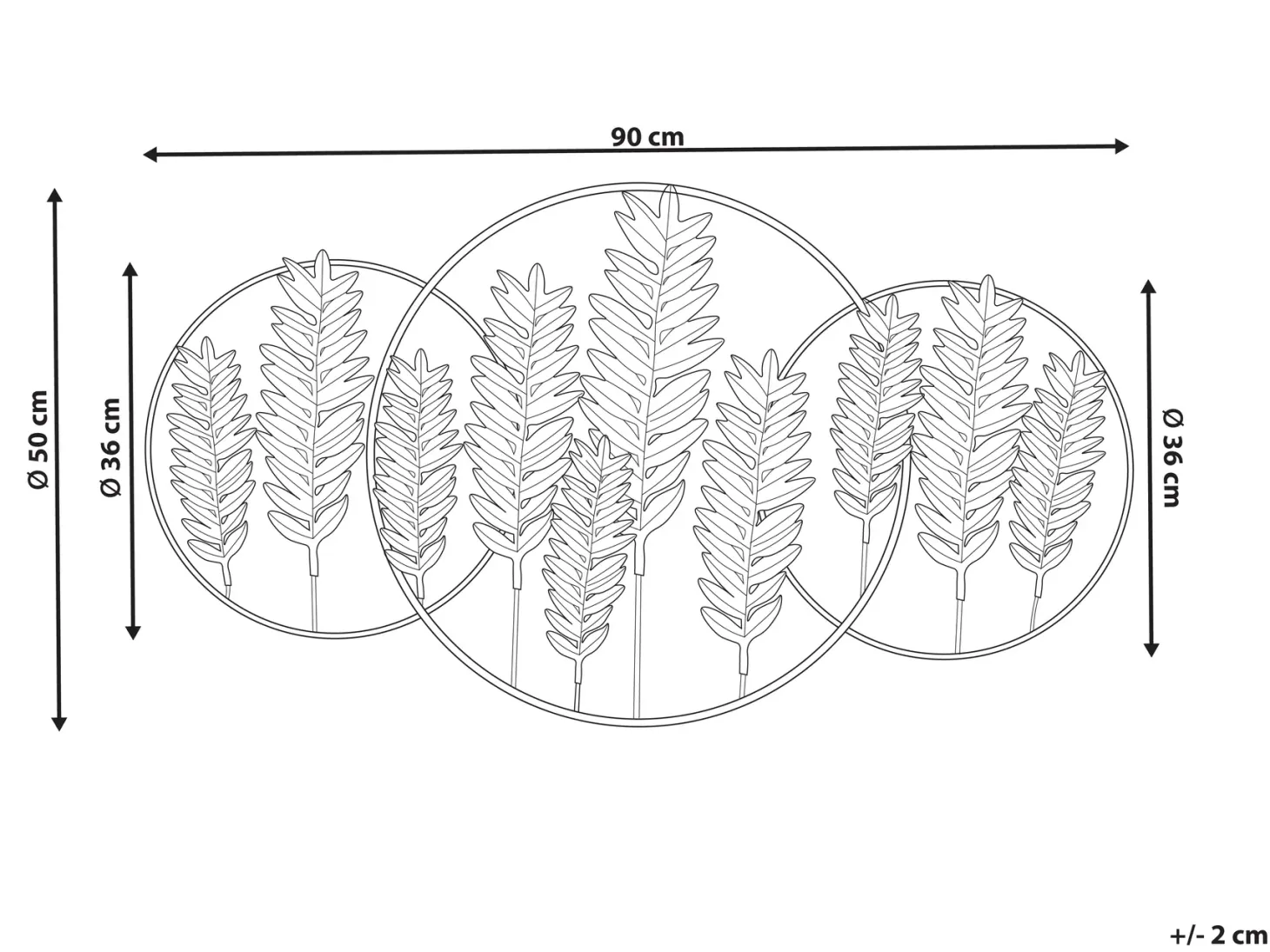Dekoracja ścienna Liść COPERNICIUM Metal 50 cm Złoty