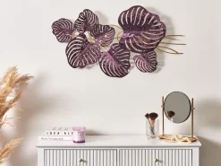 Dekoracja ścienna Liść HOLMIUM Metal 50 cm Purpurowy