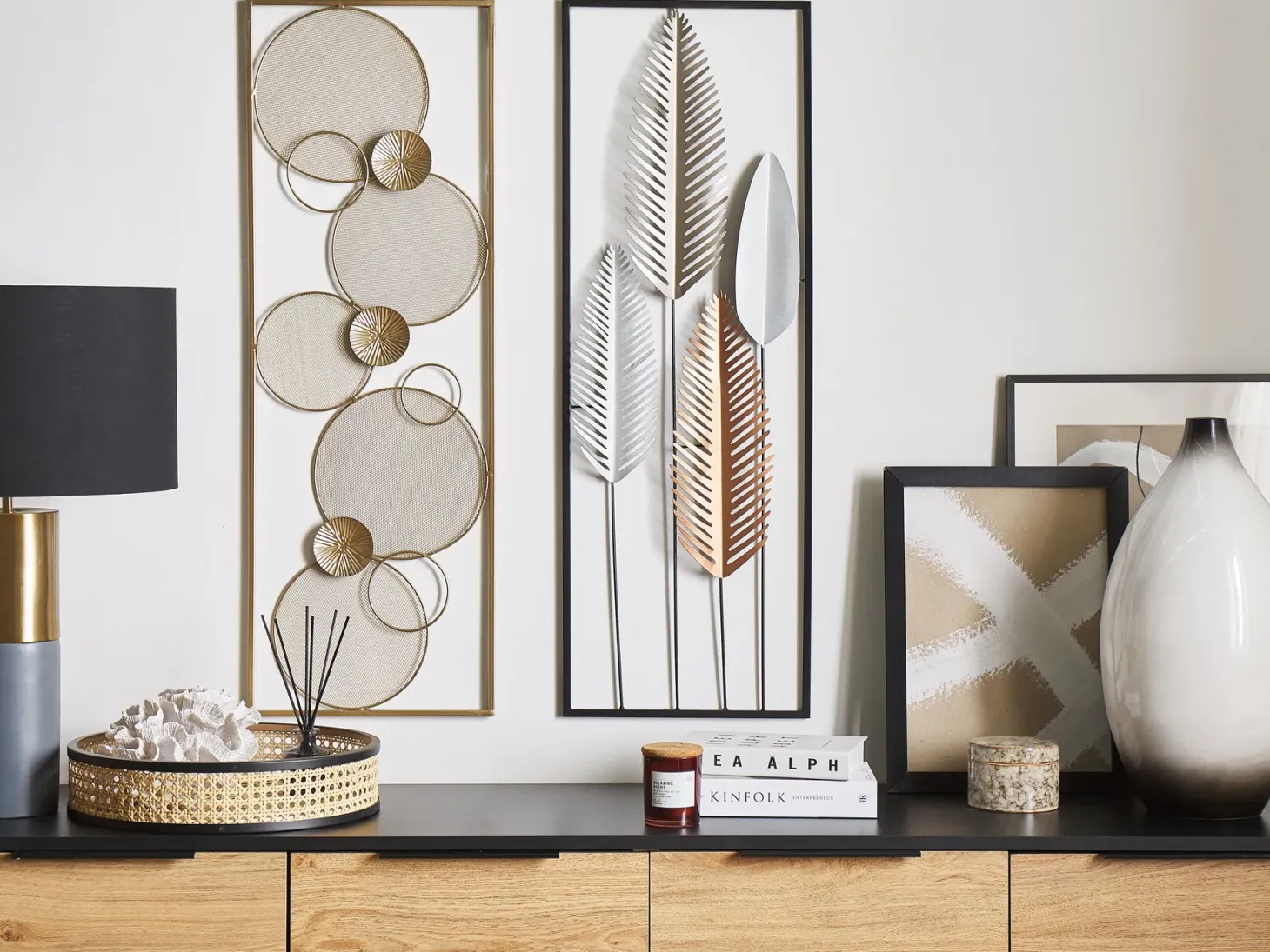 Dekoracja ścienna Liść NIOBIUM Metal 90 cm Srebrny