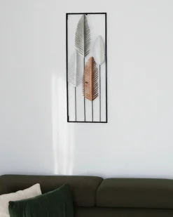 Dekoracja ścienna Liść NIOBIUM Metal 90 cm Srebrny