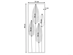 Dekoracja ścienna Liść NIOBIUM Metal 90 cm Srebrny