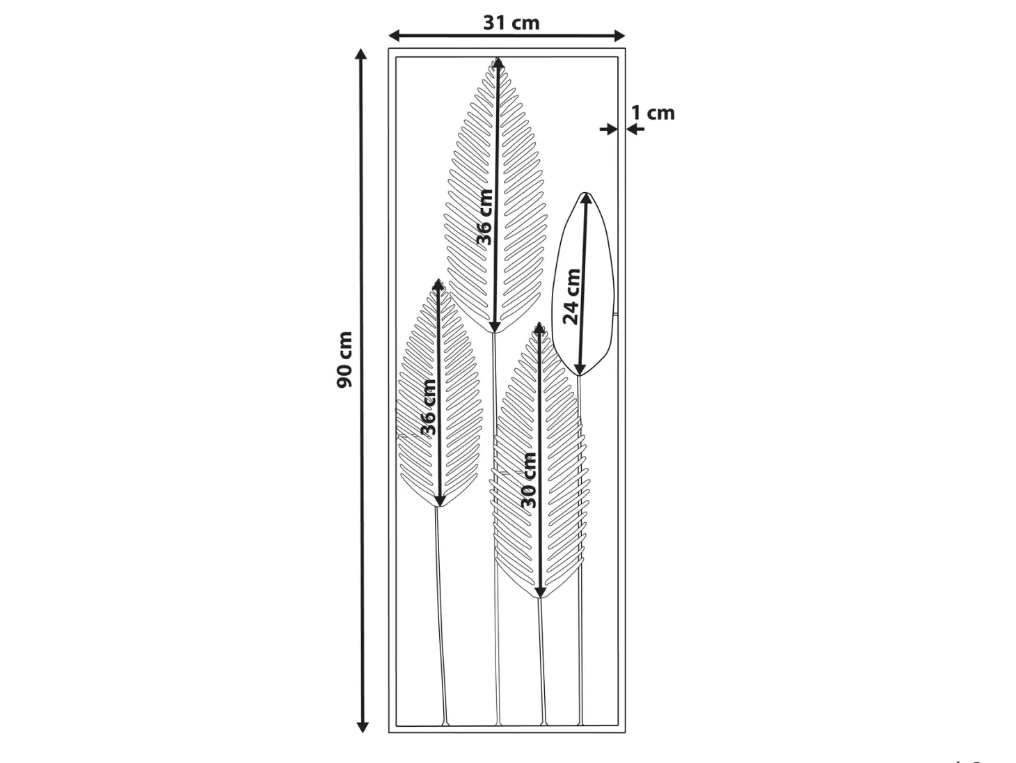 Dekoracja ścienna Liść NIOBIUM Metal 90 cm Srebrny