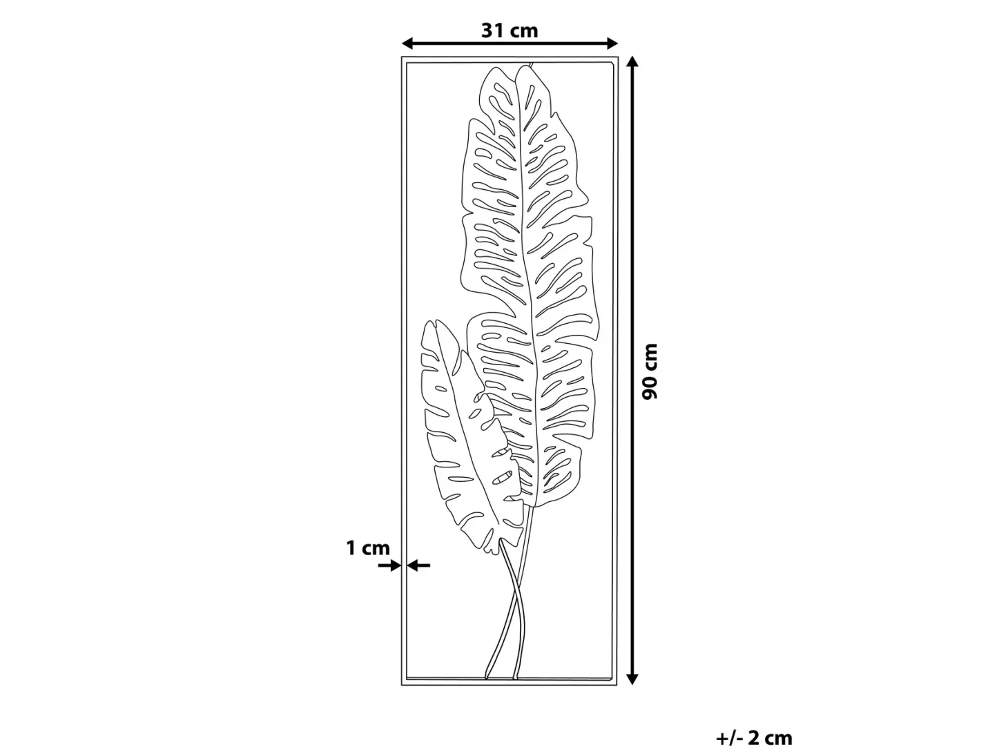 Dekoracja ścienna Liść PALLADIUM Metal 90 cm Złoty