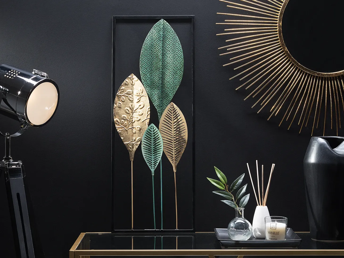 Dekoracja ścienna Liść PLATINUM Metal 75 cm Kolorowy