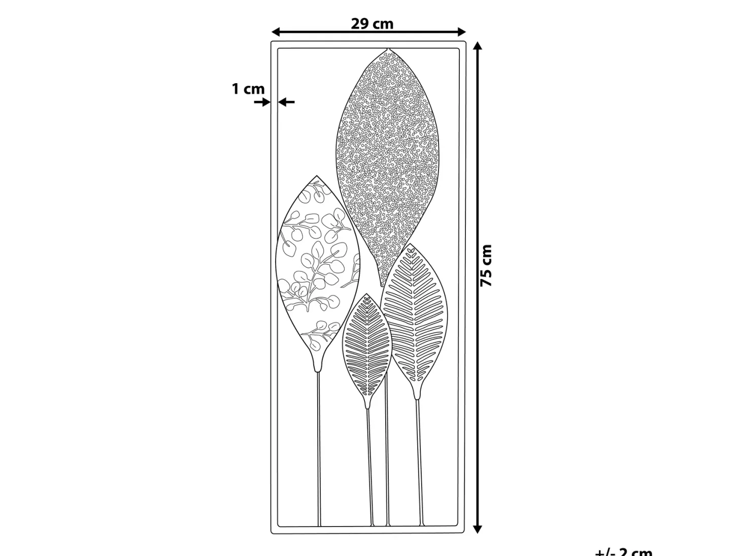 Dekoracja ścienna Liść PLATINUM Metal 75 cm Kolorowy