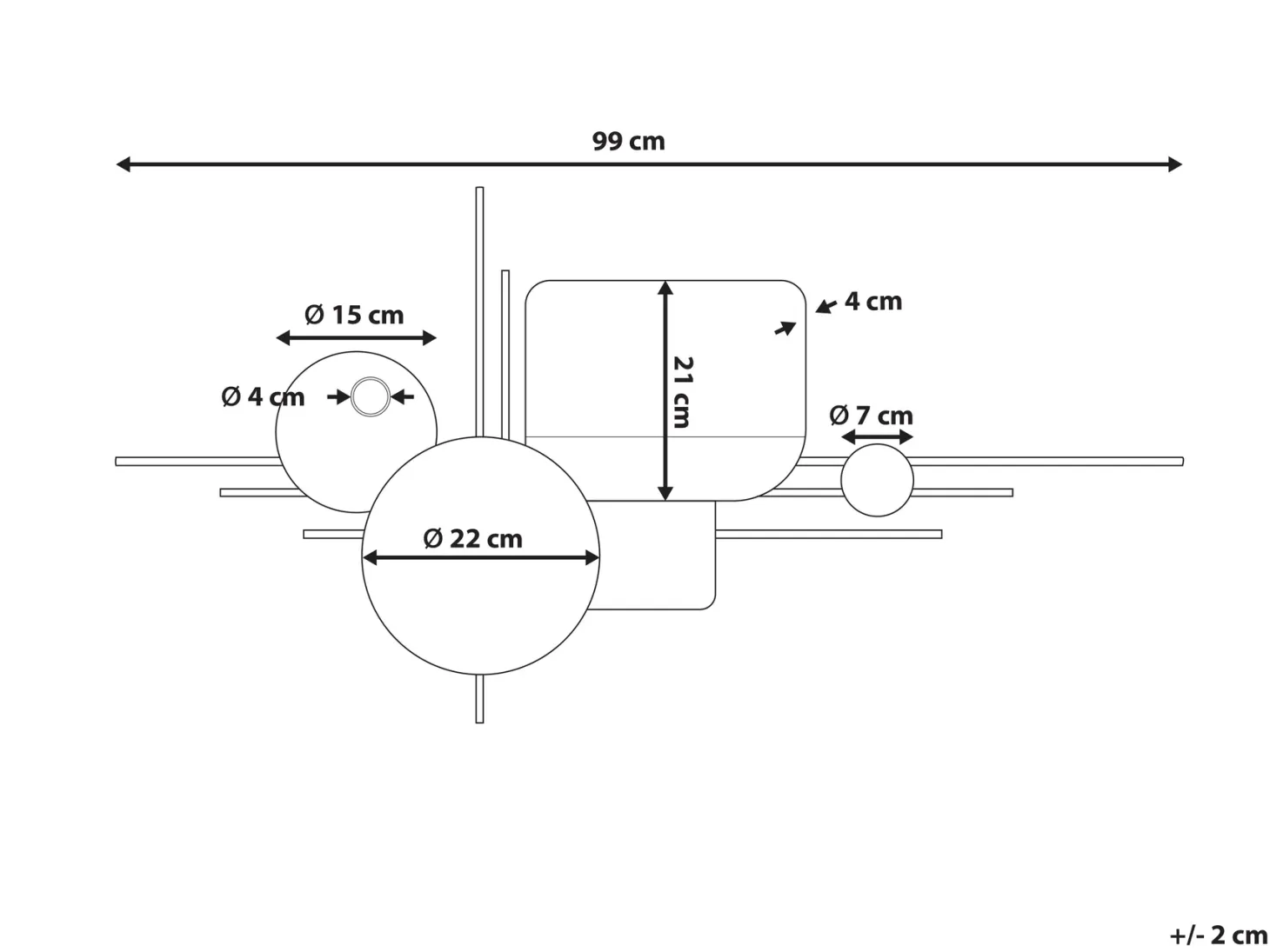 Dekoracja ścienna OVAR Metal 50 cm Szary