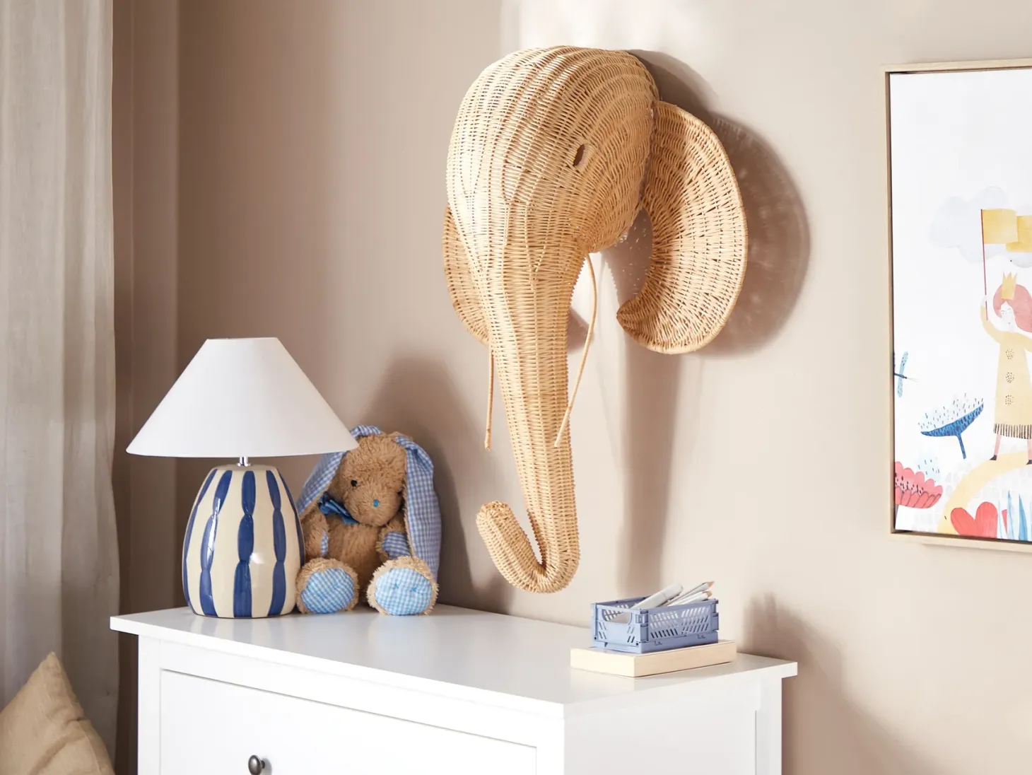 Dekoracja ścienna Słoń GRUNEY Rattan 83 cm Naturalny
