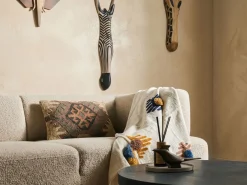 Dekoracja ścienna Zebra GBOKO Drewno mango 80 cm Czarny/ biały