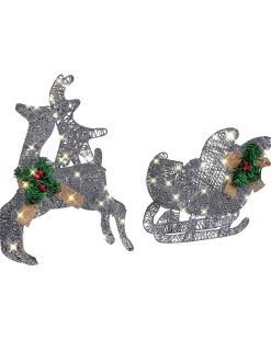 Dekoracja ogrodowa LED ENODAK Renifer 41 cm Srebrny