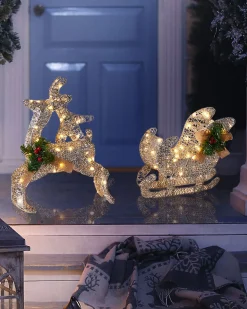 Dekoracja ogrodowa LED ENODAK Renifer 41 cm Srebrny