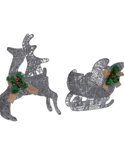 Dekoracja ogrodowa LED ENODAK Renifer 41 cm Srebrny