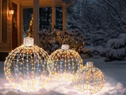 Dekoracja ogrodowa LED GAROUR Bombka 65/50/40 cm Złoty