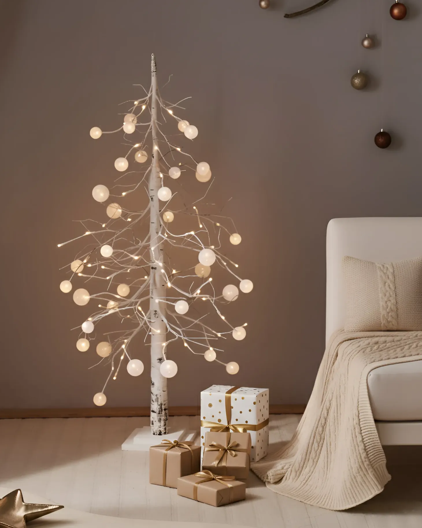 Dekoracja ogrodowa LED HOLAR Choinka 122 cm Biały