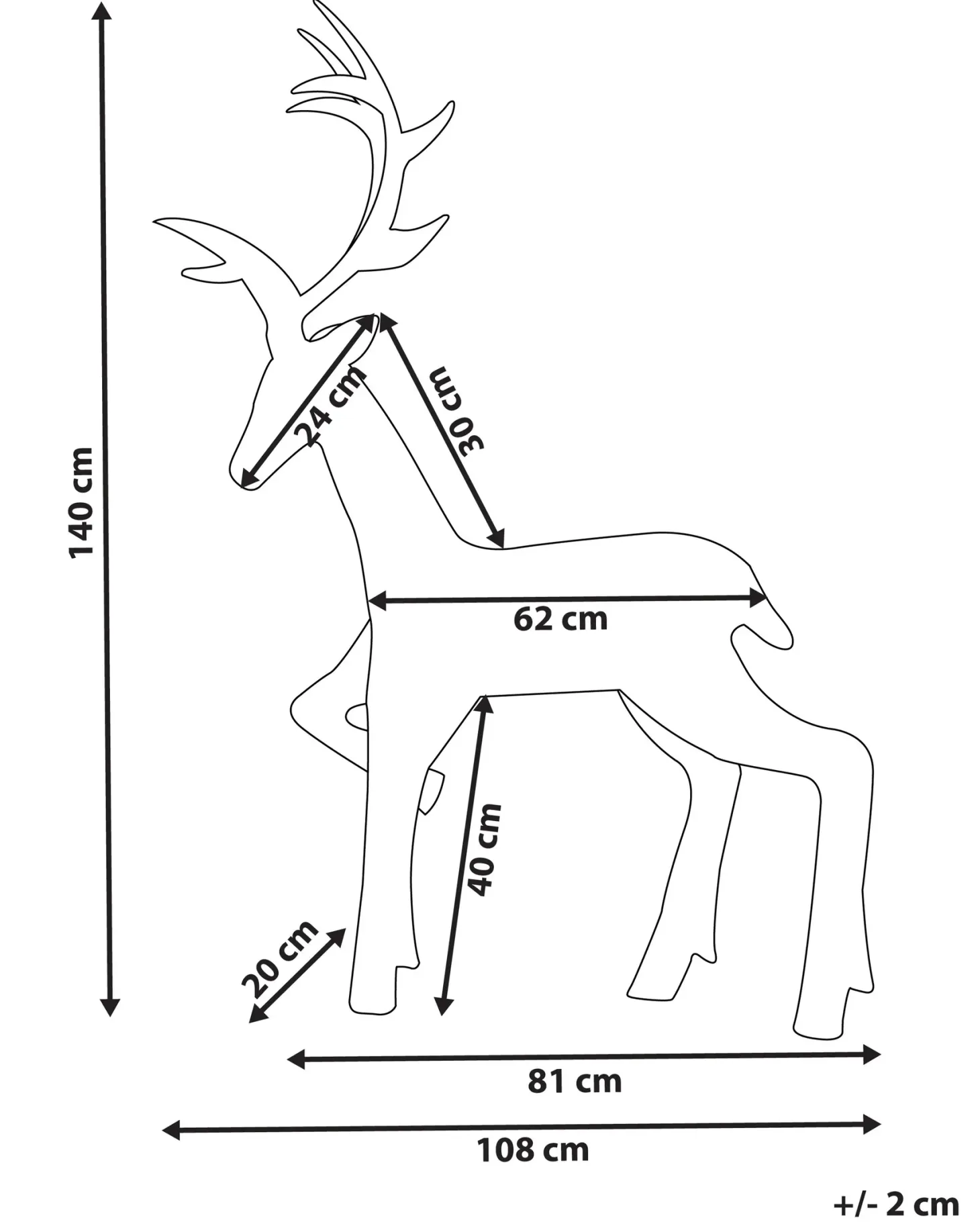 Dekoracja ogrodowa LED HUSAVIK Renifer 140 cm Srebrny