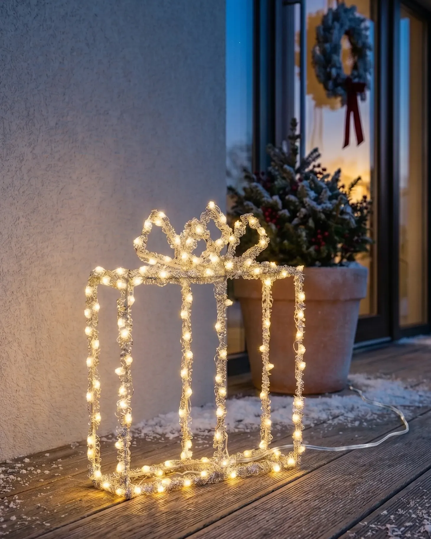 Dekoracja ogrodowa LED KEMI Prezenty świąteczne 25 cm Biały