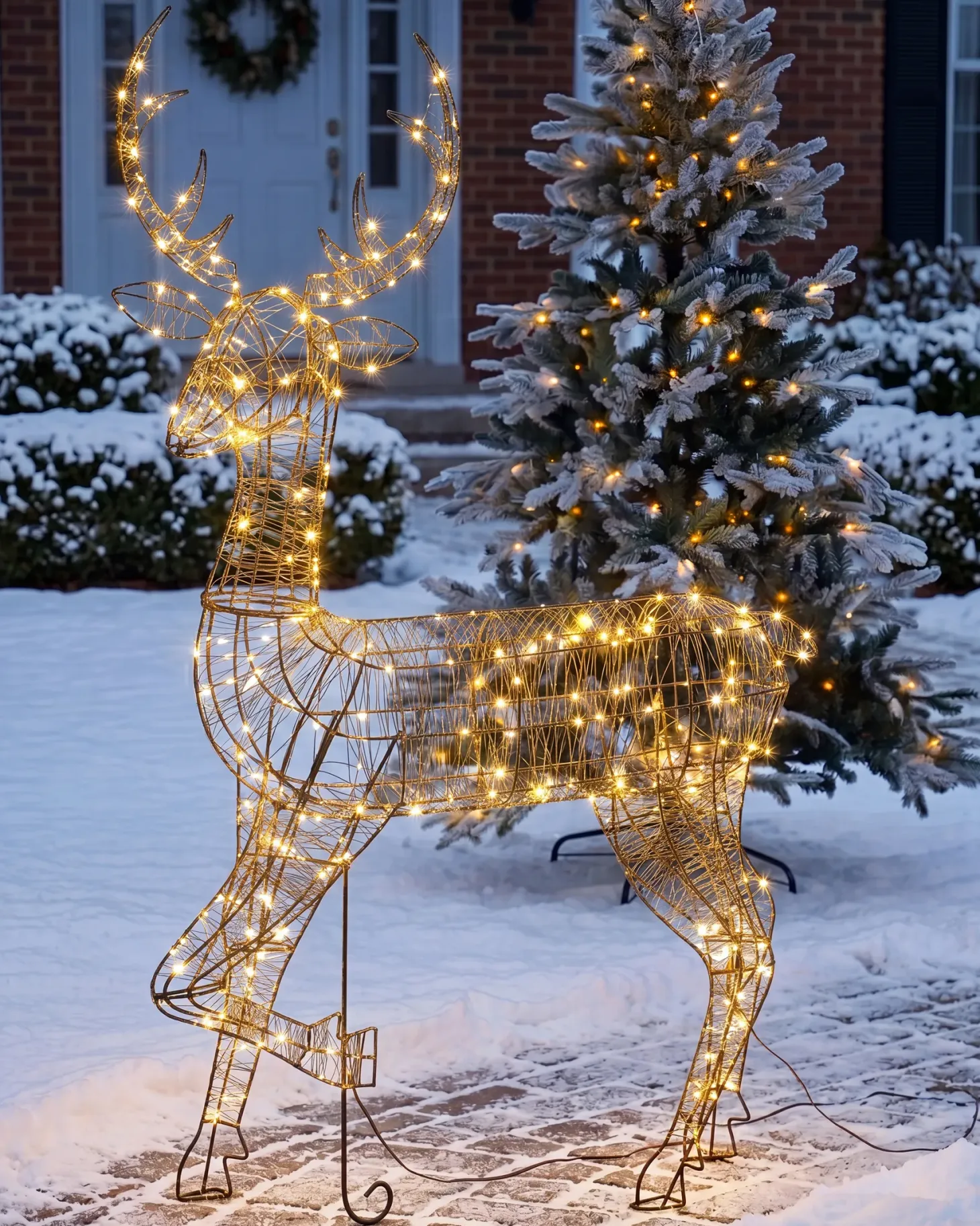 Dekoracja ogrodowa LED MAHLATTI Renifer 128 cm Czarny