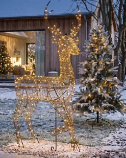 Dekoracja ogrodowa LED MAHLATTI Renifer 128 cm Czarny