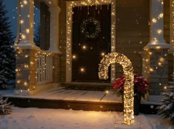 Dekoracja ogrodowa LED NORRESO Laska cukrowa 74 cm Złoty