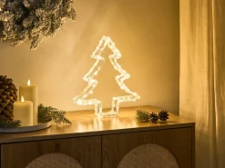 Dekoracja ogrodowa LED OLBOAN Choinka 34 cm Biały