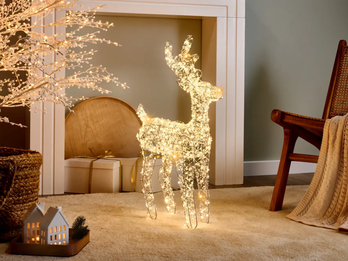 Dekoracja ogrodowa LED OLDENOR Renifer 70 cm Srebrny