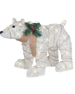 Dekoracja ogrodowa LED SIVULA Niedźwiedź 34 cm Biały