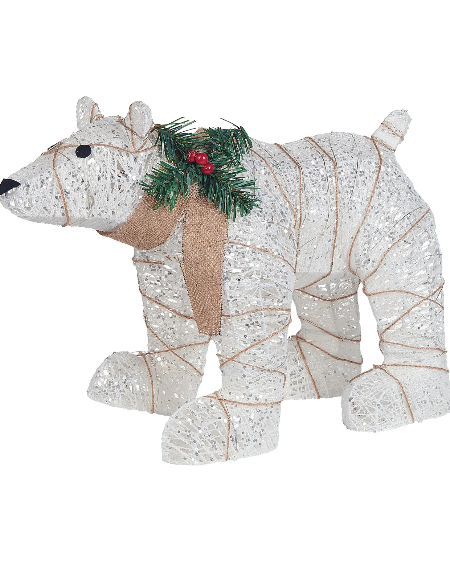 Dekoracja ogrodowa LED SIVULA Niedźwiedź 34 cm Biały