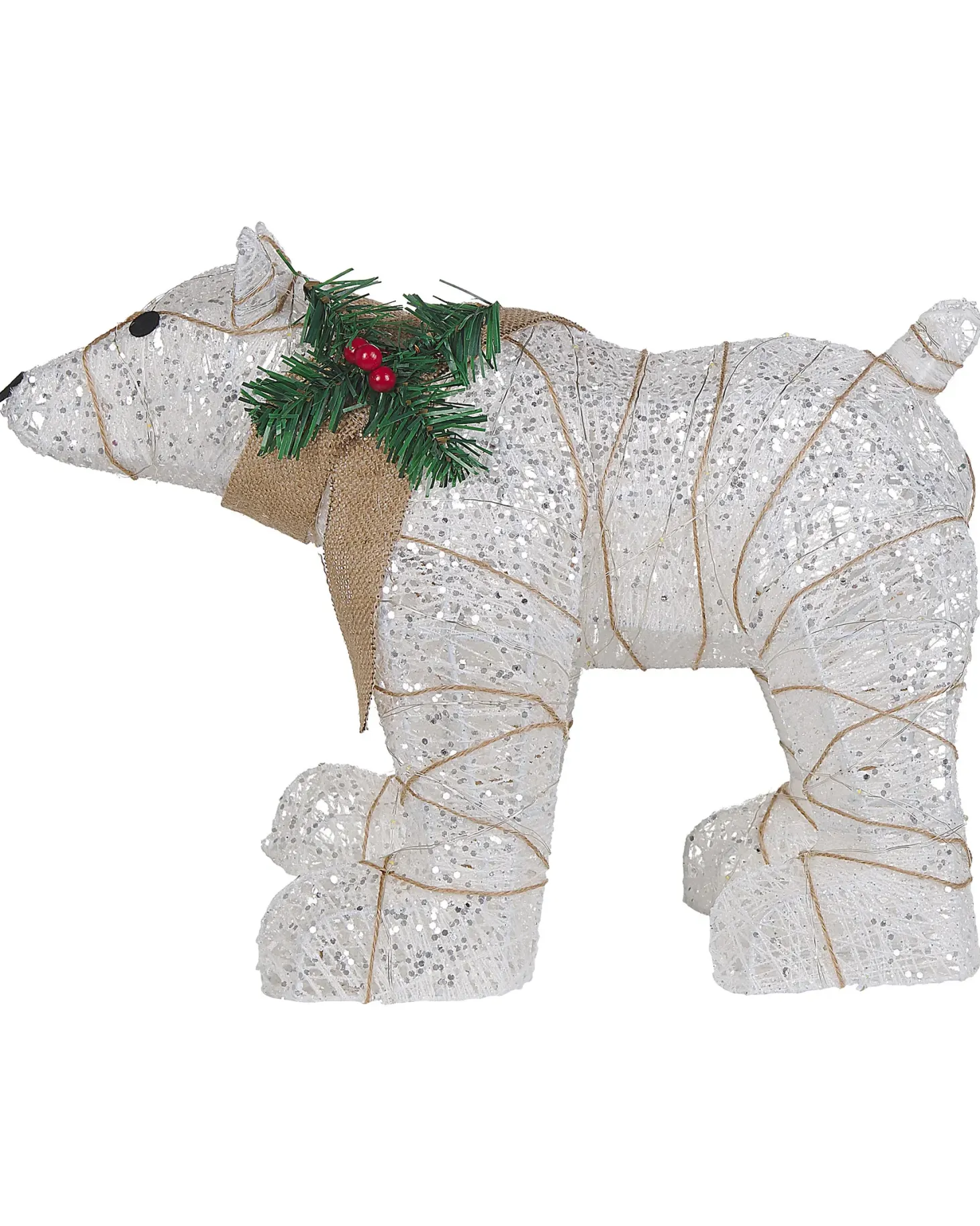 Dekoracja ogrodowa LED SIVULA Niedźwiedź 34 cm Biały