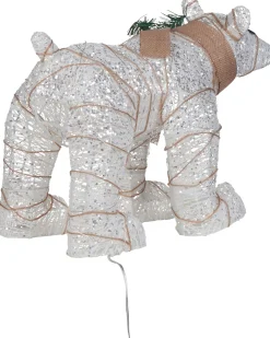 Dekoracja ogrodowa LED SIVULA Niedźwiedź 34 cm Biały