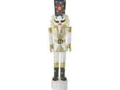 Dekoracja ogrodowa LED STOROVAN Dziadek do orzechów 152 cm Biały/ złoty
