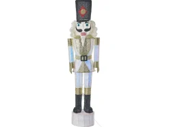 Dekoracja ogrodowa LED STOROVAN Dziadek do orzechów 152 cm Biały/ złoty
