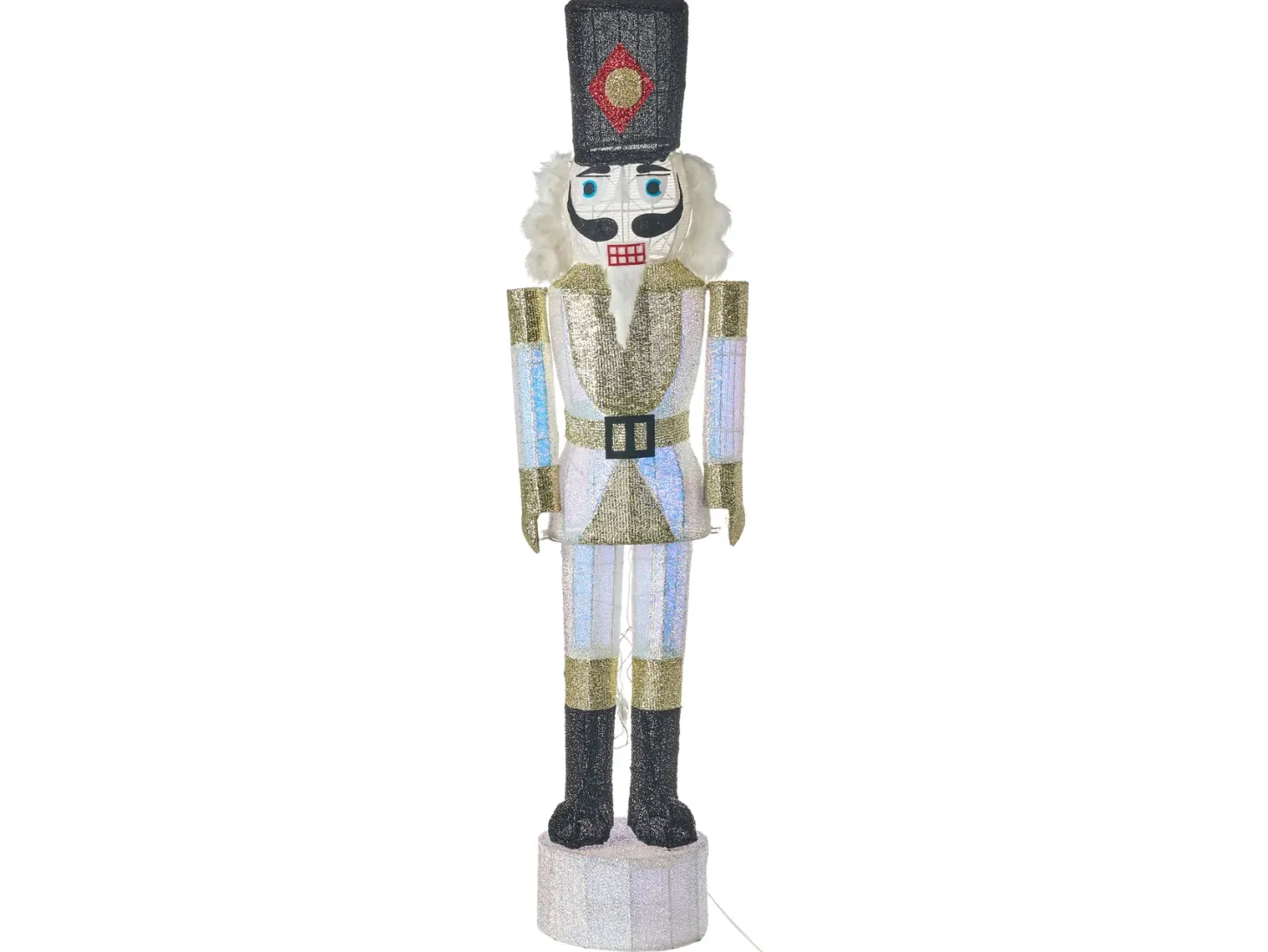Dekoracja ogrodowa LED STOROVAN Dziadek do orzechów 152 cm Biały/ złoty