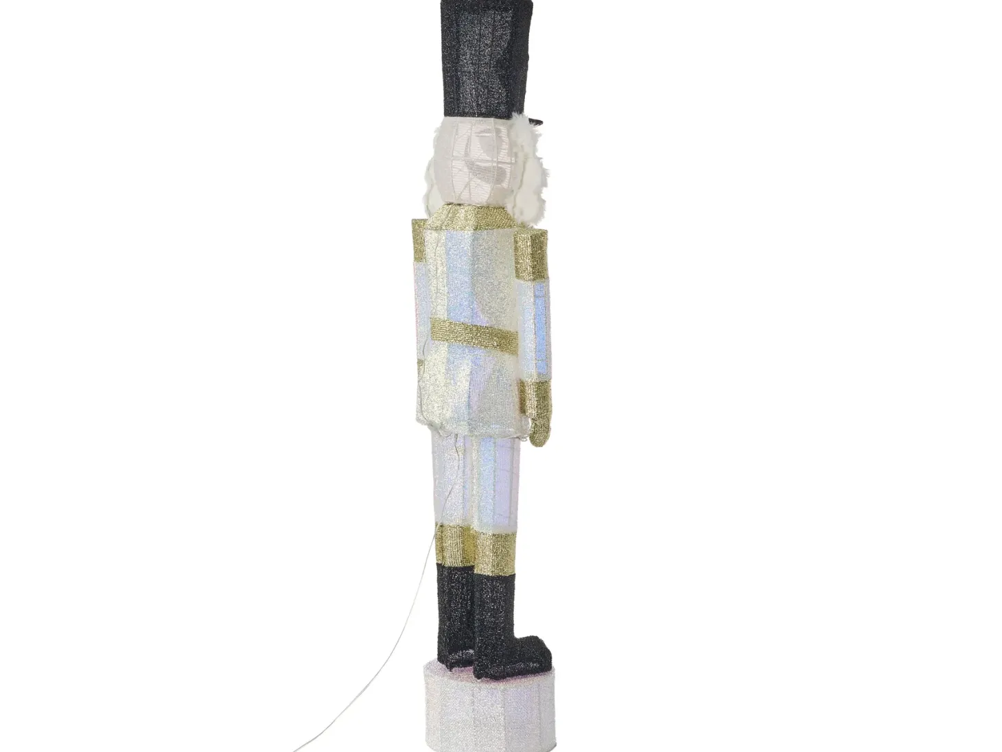 Dekoracja ogrodowa LED STOROVAN Dziadek do orzechów 152 cm Biały/ złoty