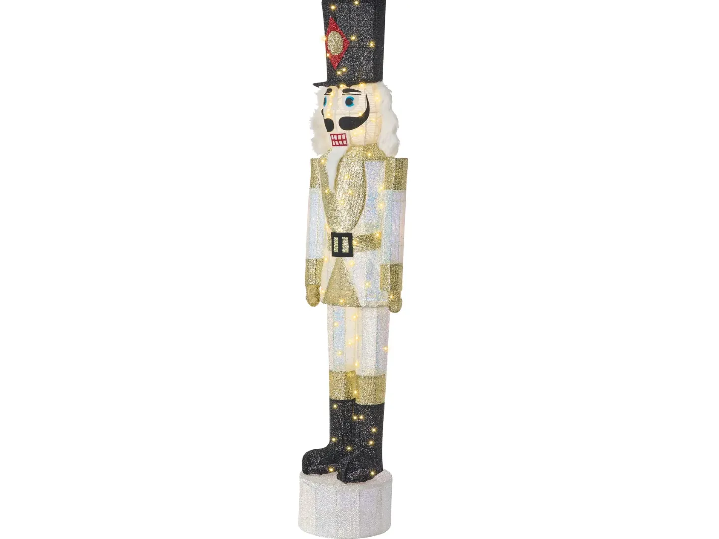 Dekoracja ogrodowa LED STOROVAN Dziadek do orzechów 152 cm Biały/ złoty