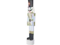 Dekoracja ogrodowa LED STOROVAN Dziadek do orzechów 152 cm Biały/ złoty