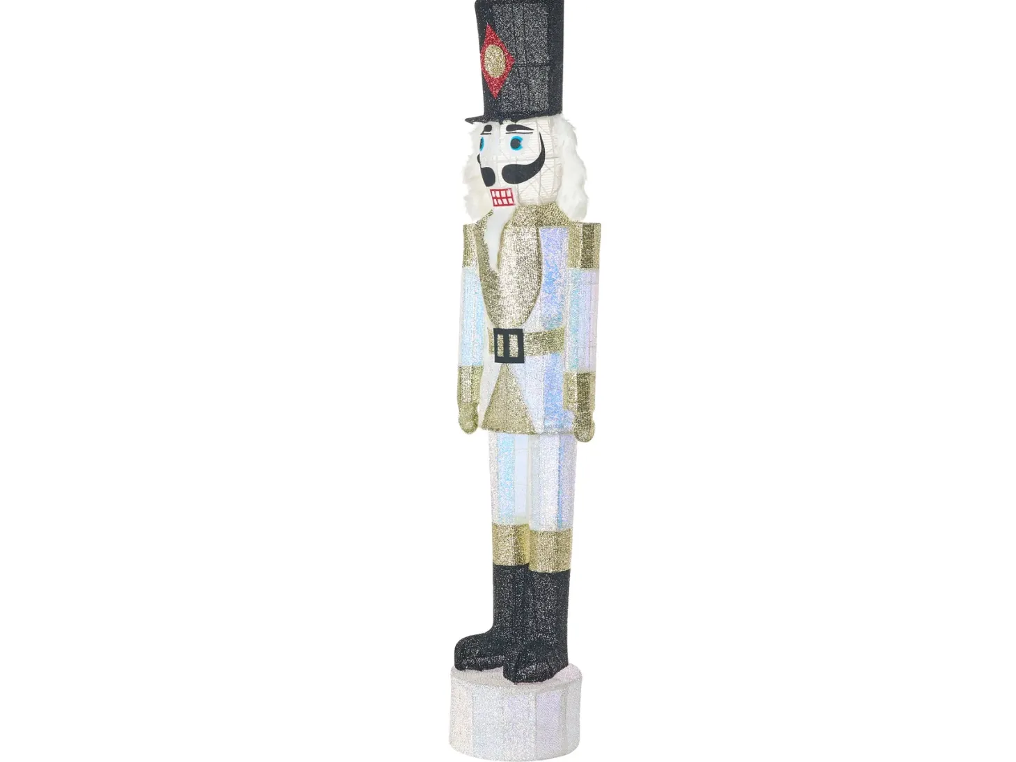 Dekoracja ogrodowa LED STOROVAN Dziadek do orzechów 152 cm Biały/ złoty