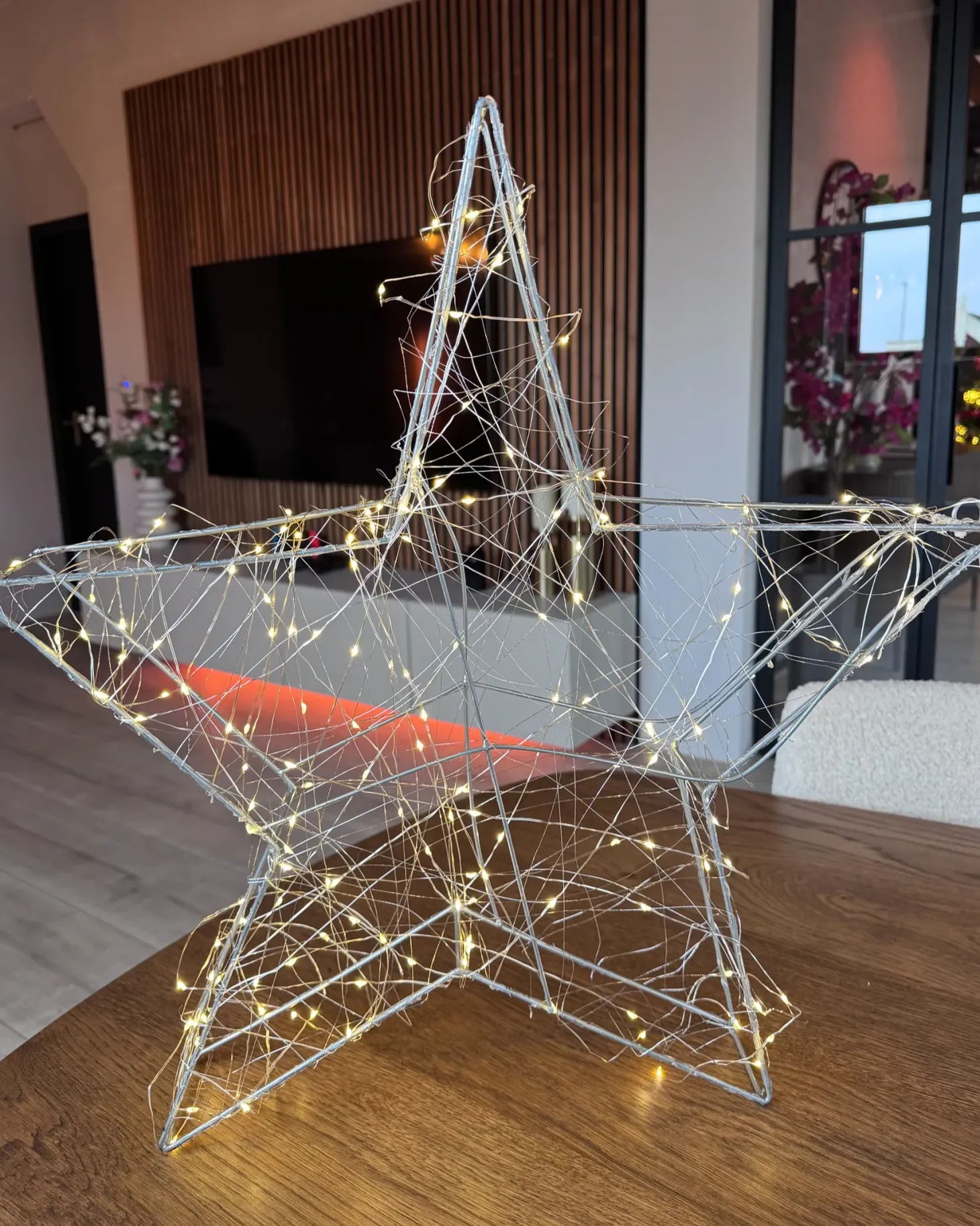 Dekoracja ogrodowa wisząca LED KURULA Gwiazda 58 cm Srebrny